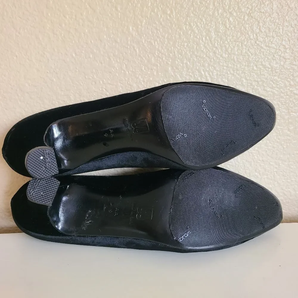 vintage bruno magli couture black velvet rhinestone pumps heels size 9AA - Picture 6 of 9